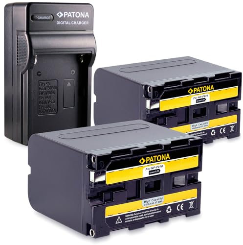 PATONA 4en1 Chargeur + 2X Batterie NP-F970 Compatible avec Sony F980, F960, F950, F930, F750, F550 pour LED Lampe Vidéo ou Moniteurs