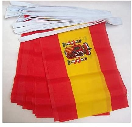 AZ FLAG - Guirlande Drapeau Espagne - 4 Mètres Avec 20 Petits Drapeaux Espagnol De 15x10 cm - Fanion 100% Polyester - 40g