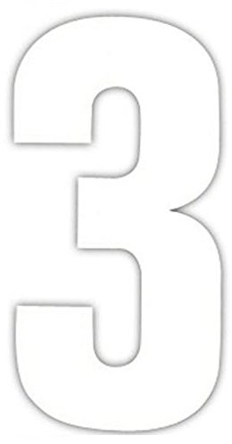 Pack of 3 Wheelie Bin House Numbers - White Number 3