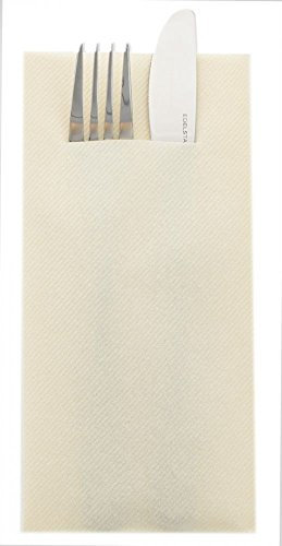 Sovie HOME Besteckserviette in CREME aus Linclass Airlaid, 40 x 40cm, 1/8 Falz, 12 Stück, elegante Servietten mit Bestecktasche für festliche Tischdekoration