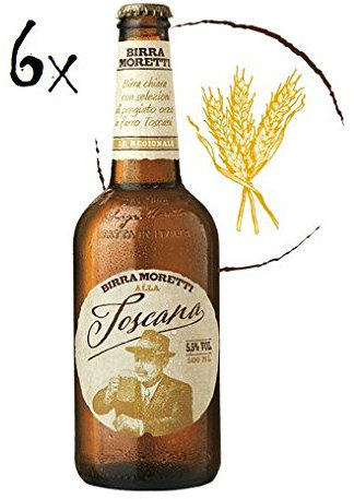6x Bier Birra Moretti alla toscana Bier in der Toskana Lager 5,5% Alkohol 50 cl