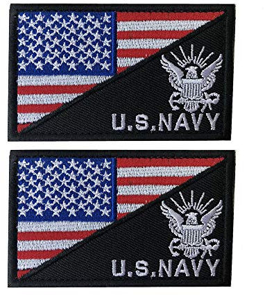 X.Sem US Navy USN Patch – 2 Stück Taktische Aufnäher Stickerei Morale Emblem (Rot Weiß (Adler))