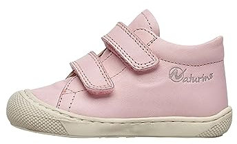 Naturino Chaussures Premiers Pas en Cuir, Blanc-Rose 26