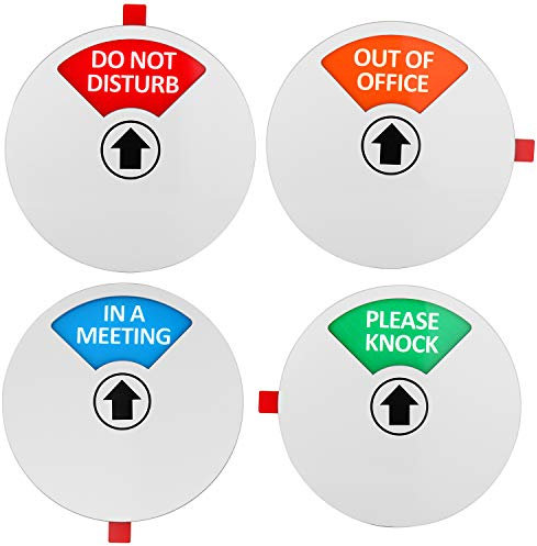 Kichwit Privacy Sign, Do Not Disturb Sign, Out of Office Sign, Please Knock Sign, In a Meeting Sign, Office Sign, Conference Sign for Offices, 5 Inch, Silver