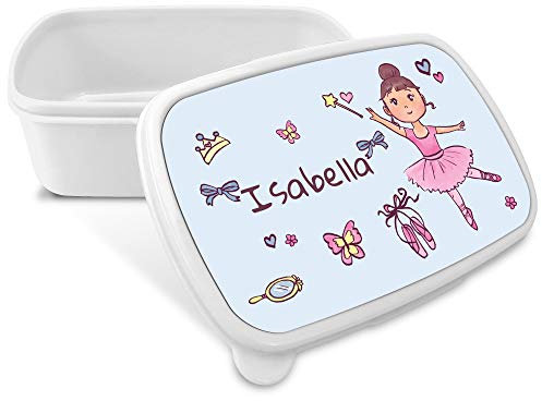 LolaPix Porta Merenda Asilo Personalizzatta con Nome/Corso. Ritorno a Scuola. Vari Disegni. Ballerina Rosa