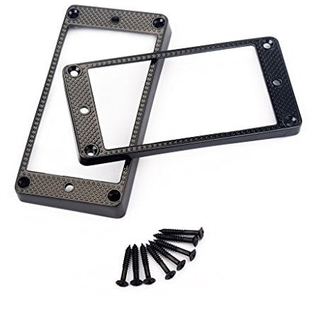 Alnicov 2 Stück Metall-Pickup-Ringe,Humbucker-Tonabnehmerring-Set mit gebogener Unterseite, für Epiphone-Gitarrenzubehör, Schwarz