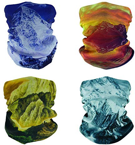 SMEHCF 4 Multifunktionstuch Gesichtsmaske Motorradmaske Sportmaske Sturmmaske Maske Halsmanschette Schal Bandana für Damen Herren Berge Bergsteigen