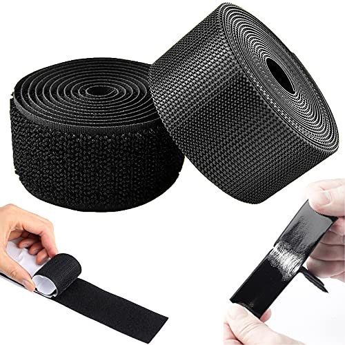 5 metri x 50 mm Hook and Loop Tape Sticky Back Fastener Roll,Hook Loop Autoadesivo, Nastro biadesivo,strisce autoadesive nere riutilizzabili Nastro di montaggio per moquette, cucina, ufficio, casa