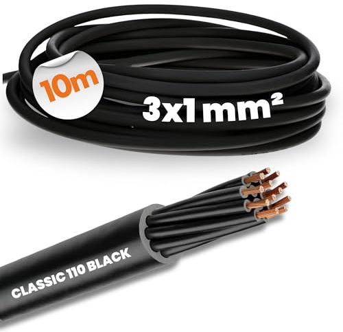 Lapp 10m Ölflex Classic 110 Black 3x1 mm² Steuerleitung 0,6/1kV | UV-beständiges 3 adriges Anschlusskabel - PVC Außenkabel für Maschinenbau - flammwidrige schwarze Meterware ohne Schutzleiter