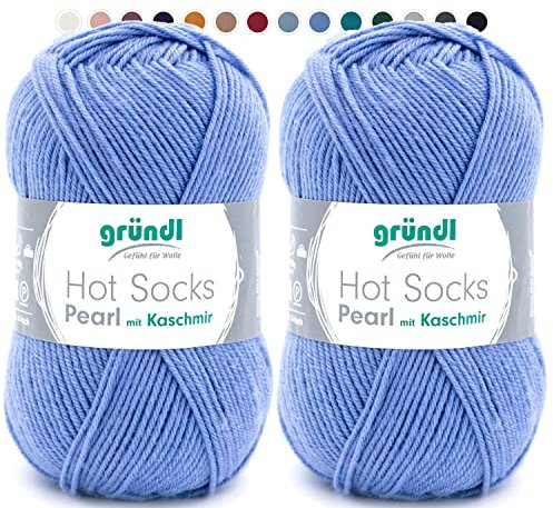 theofeel Set | 2x50g Merino Sockenwolle mit Kaschmir | Gründl Hot Socks Pearl 11 | Strumpfwolle mit Kaschmirwolle | Cashmere Sockengarn zum Stricken oder Häkeln