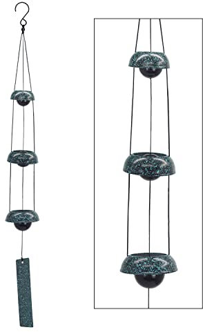 Tempel-Windspiel, dunkle Atrovirens Klangspiel Glockenspiele mit 3 Glocken, Feng Shui Windspiele für Zuhause, Hof, Outdoor-Dekoration, ein tolles Gedenk-Windspiel für jemanden, der Frieden liebt