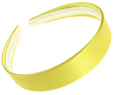 Serre-tête en plastique recouvert de satin jaune de 2,5 cm, sans dents, pour femmes et filles Glitz4Girlz