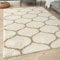 THE RUGS Shaggy Rug – Modern Moroccan Design Rugs for Living Room, Bedroom, Hallway, 3 cm Thick Area Rugs, (Trellis Ivory/Beige, 80x150cm)
