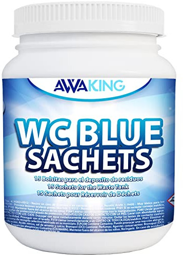Pastillas WC Quimico Autocaravana Blue Sachets 15ud, Limpia y Desodoriza, Aroma Fresco y Agradable, para Depósito Aguas Negras Potti, Cassete, Caravana, Camper, Poti, Licua Residuos,Descompone…