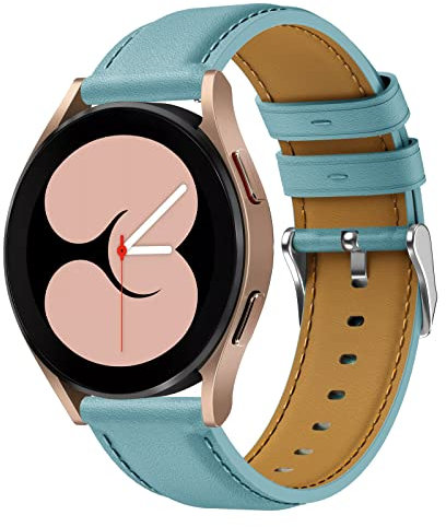 Syxinn 20mm Leather Strap for Samsung Galaxy Watch 4/4 Classic 46mm 42mm, Watch 5/5 Pro, Active 2 40mm 44mm, 3 41mm - Soft Leather Band Bracelet, Sky Blue