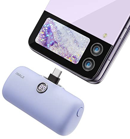 iWALK Powerbank 4800mAh, Tragbares Ladegerät, Klein Externer Akku,Leicht & Schön,Kompatibel mit iPhone 16/15,16/15 Pro, Samsung Galaxy S25,Xiaomi Note 13, Frau, Mann, Lila