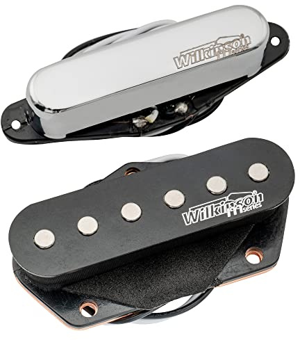 Wilkinson M Series WOV Alnico 5 Guitar Single Coil Pickups Set Chrome/Black | Classical Vintage Style, for Tele Style Electric Guitar