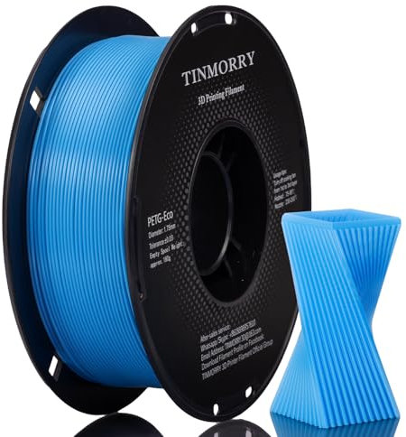 PETG Filament 1.75mm, TINMORRY Rapid PETG-Eco 3D Druck Filament, Kompatibel mit Bambu Lab/Creality K1C / FLASHFORGE Adventurer 5M /Anycubic Kobra 3 / QIDI FDM 3D Drucker, 1 KG 1 Spule, Himmelblau