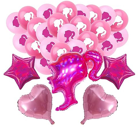 29 rosa Mädchen-Luftballons in Hot Pink, Prinzessinnen-Ballons für rosa Prinzessinnen-Puppen-Mottoparty-Dekorationen, Ballons für Mädchen, Geburtstag, Babyparty, Prinzessin, Make-up