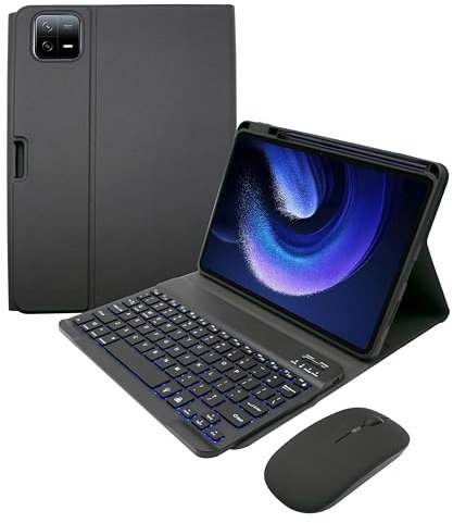 GYSDCAZ Keyboard Case for Xiaomi Pad 6/6 Pro, Contain Ñ, Detachable Backlit Wireless Keyboard with Magnetic Protective Cover, Mouse, Black