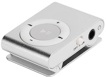 MiniMP3 BackClip Player, Portable Digital Music Media Player with Earphone and USB Cable, Long Battery Life for Outdoor Activities, 8GB Memory Card Slot (Silver)