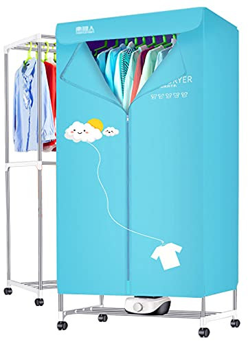 Secadora de Ropa Eléctrica,1000w,Inoxidable de Doble Capa + Tela Oxford,15kg de Capacidad de Carga,Temporizador de 180 Minutos,65℃ Secado Con Circulación de Aire Caliente,70 × 46 × 150cm (Balyun)