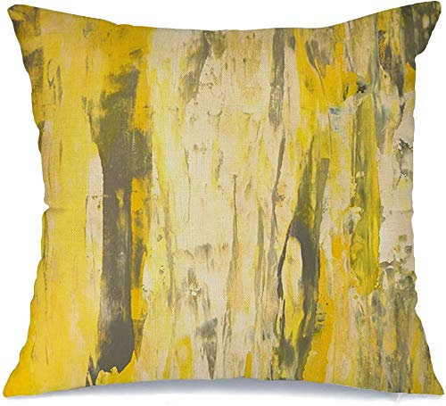 Cushion Cover Case Awaresome Wall Textured Texture Painting Stylized Grey Yellow Palette Abstract White Trendy Knife Square Throw Pillow Case Comfortable Pillow Case, For Couch, Home, 45x45cm