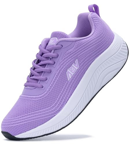 GOOBON Damen Orthopädische Schuhe Arch Support Walking Shoes Bequeme Atmungsaktiv Sportschuhe für Plantarfasziitis Violett 36 EU