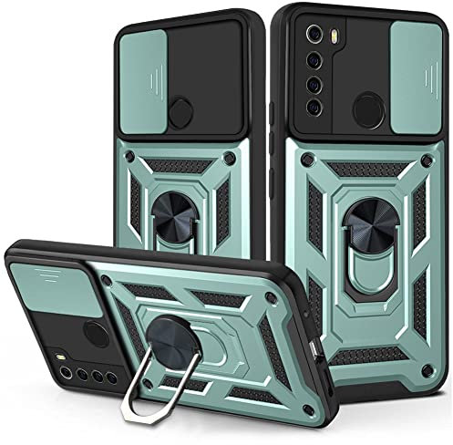 BEEJTUNY Funda para Xiaomi Redmi Note 8 2021 con Anillo de 360°, Carcasa Protectora con Cubierta de Lente, Funda Anticaída con Soporte Magnético. Verde