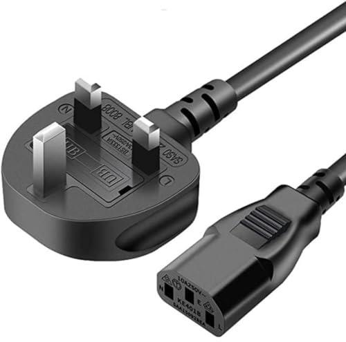 Generic Power Cable UK 3 Pin Universal AC Power Cord, UK Power Plug Kettle Lead, Desktop Cable 13A Power Cable to C13 Cable Cord For PC Monitor Projector TV Printer Power Supply Replacement Cable