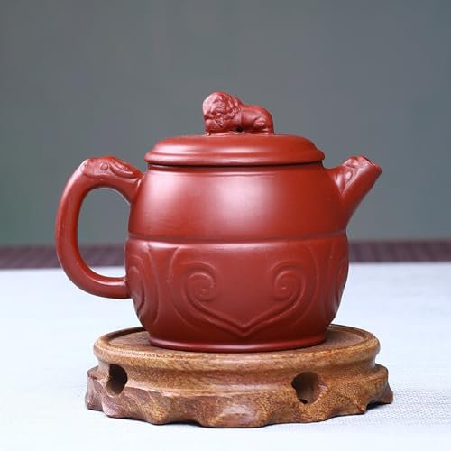 Zisha Teiera In Ceramica Di Argilla - Leone Ruyi In Tinta Unita Alta Capacità 250 Ml L'Acqua Può Essere Tagliata Teiera In Terracotta Viola Piccolo Set Da Tè, Cinese Tradizionale Con Fori Per Fi