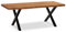FineBuy Couchtisch 120x60x46 cm Akazie Massivholz/Metall Baumkante, Design Wohnzimmertisch Rechteckig, Sofatisch Stubentisch Braun, Kaffeetisch mit schwarzen Beinen in X-Form