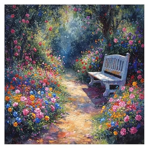 Miquans Art Peinture Par Numéros Pour Adulte,Paysage DIY Peinture Acrylique Pour Adultes Enfants Débutants Facile Sur Toile (40×40 cm) avec Peintures et Pinceaux，Fleur