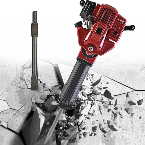 YXFAZPP Gasolines Concrete Breaker Drill,2 Stroke Concrete Breaker,Gasolines Hammer Drilling Machine 1700w,Concrete Breaker Tool with 2 Chisels,Rock Drill