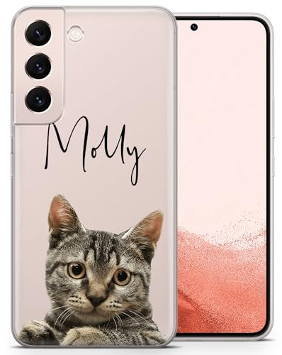 TULLUN Personalisierte Handyhülle mit Namen und Foto von Haustieren – Maßgeschneiderte TPU-Klarsichthülle für Samsung Galaxy A7 (2018)
