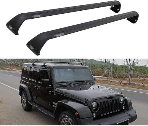 APARC 2 Stück Aluminium Dachträger für Jeep Wrangler jk JL 2007-2021, Anti-Diebstahl Querträger Dachgepäckträger, Auto GepäCktransport Zubehör