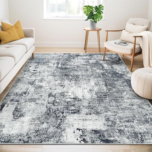 Guchuang Bedding Teppich Wohnzimmer 160x230cm, Teppich Schlafzimmer Grau Kurzflor, Abstraktes Vintage Designer Waschbar rutschfest Teppiche für Schlafzimmer