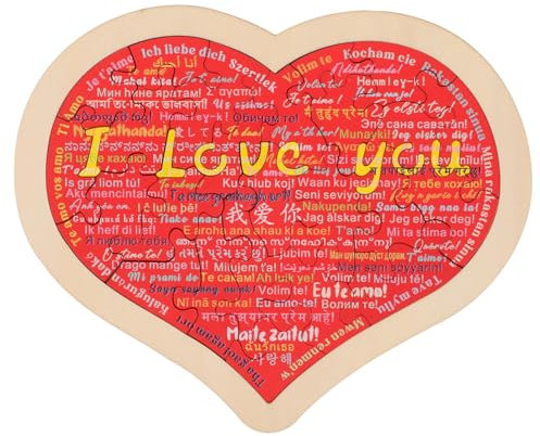 BESTonZON 1satz Holzpuzzle Ich Liebe Dich Sprachen Herzform Lernspielzeug Für Kleinkinder Zu Valentinstag Muttertag Hochzeiten Und Mehr