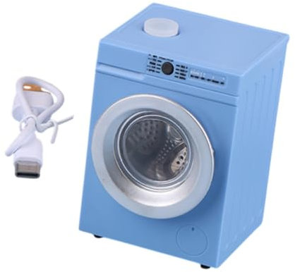 MagiDeal 1:12 Puppenhaus Waschmaschine Simulation Zubehör Spielzeug Puppe Zubehör Dekoration für Schlafzimmer Wohnzimmer Haushaltsdekor, Blau