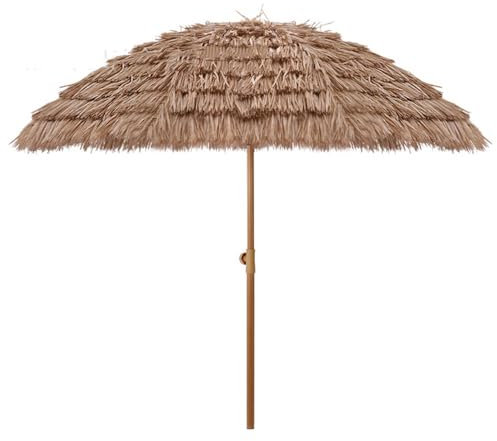 Generisch Parasol de plage en paille Hawaï Ø 160 cm, protection solaire, parasol de marché, incliné, parasol de jardin en paille de riz (taille : 1,6 m/5,2 pieds), monochrome, 2.4m/7.8ft