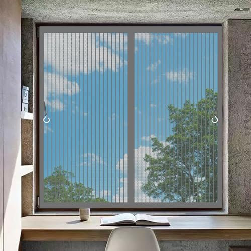 Moustiquaire Porte Fenetre 116 x 95 cm Puissants Aimants, Fermeture Automatique Moustiquaire sur Mesure pour Fenêtres de Cuisine, Salon et Chambre, Gris