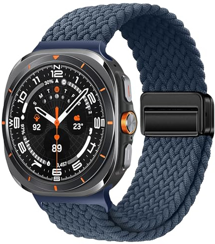XMUXI Compatible with Samsun Watch Ultra Strap 2025 2024 Weave Nylon Band for Galaxy Watch Ultra Strap 47mm Adjustable Replacement Elastic Bands for Galaxy 7 Ultra Straps (Deep Blue)