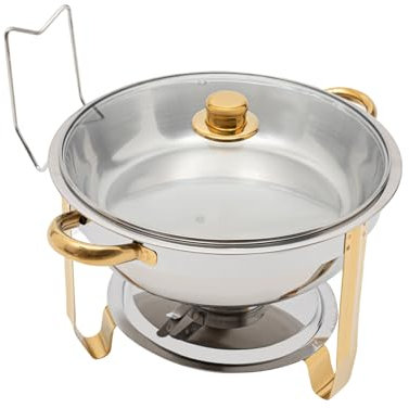TuliperMood Vassoio rotondo riscaldato, scaldavivande a buffet, scaldavivande da 5 l, in acciaio inox, per ristoranti, caffetterie e scuole