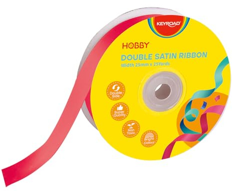 KEYROAD Satinband Geschenkband/25 x 22 mm/86 m/Rot/Dekoband Doppelseitig