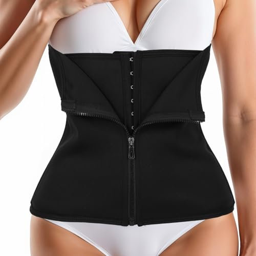 CIATBYYJ Waist Trainer Corset Zipper Tummy Control Shapewear Breathable Waist Cincher for Women Body Shaper Sport Girdle, Adjustable Hook & Eye Closure Tummy Tucker