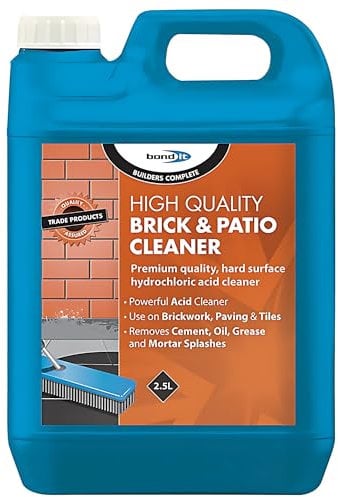 BOND IT Brick & Patio Cleaning 5L - High Strength Powerful Acidic Brick and Patio Cleaner, Tiles, Cement, Concrete, Garage, and Warehouse Floors Oil Grease