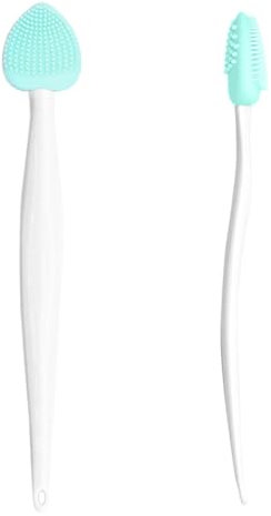 Ungtyb Women Face Silicone Scrubber, Handheld Double-Sided Facial Cleansing Brush, Gentle Pore Cleansing Blackhead Remover, Nose Scrubber for Daily Skin Care Bedroom Use 5.43x0.86in