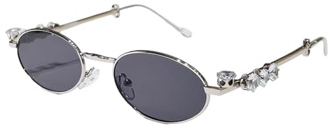 Stilvolle Hip-Hop-Sonnenbrille mit Strasssteinen, Foto-Requisiten, ovaler Metallrahmen, Trendsetter, Hip-Hop-Requisiten
