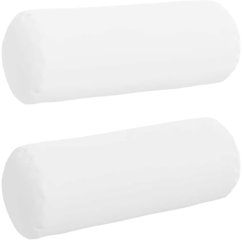 vidaXL Bolsterkissen 2 Stück Weiß Ø 25 x 70 cm Stoff, Zylindrische Kissen, abnehmbare Bezüge, stützende Polster, dekorative Rollen, vielseitige Wohnaccessoires