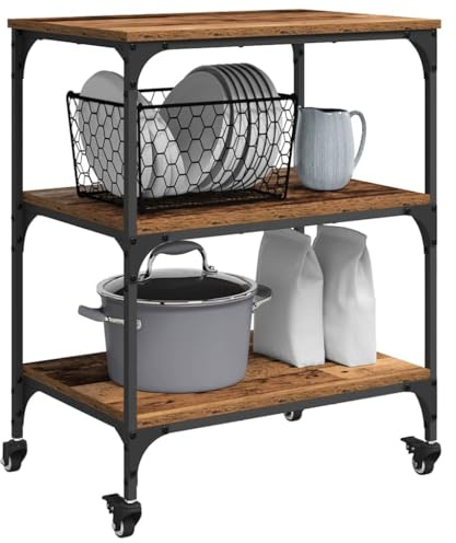 vidaXL Küchentrolley Altholz 60 x 41 x 76 cm Holzwerkstoff
